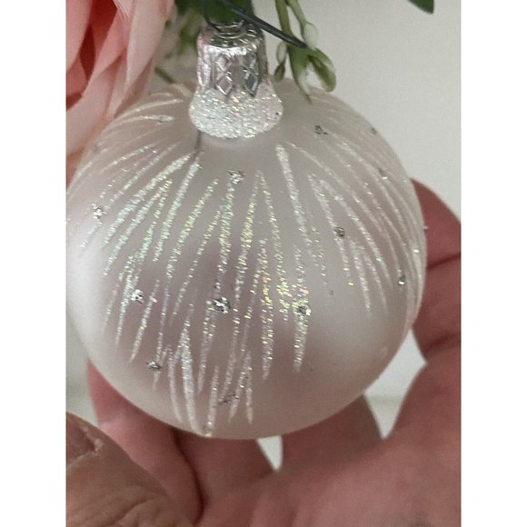 Vintage Blown Frosted Glass Christmas Tree Ball Ornament Marked Columbia on Top - Picture 16 of 16